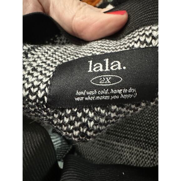 DRESSED IN LALA To The Stars Knit Sweater Skirt in Checkerboard  Black White 2X - Picture 3 of 6